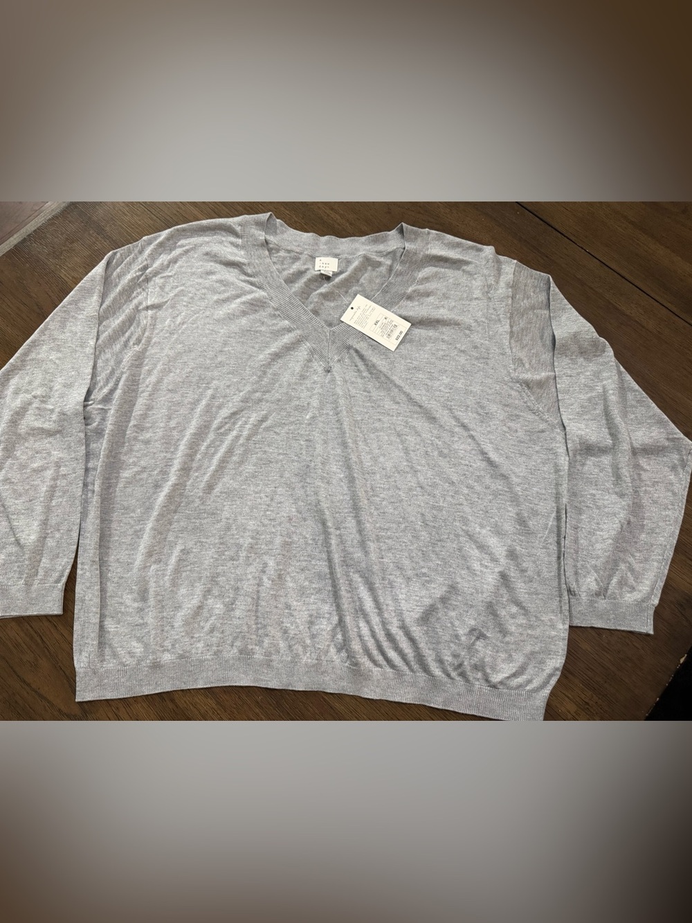 a new day Men's Light Gray V-Neck Sweater